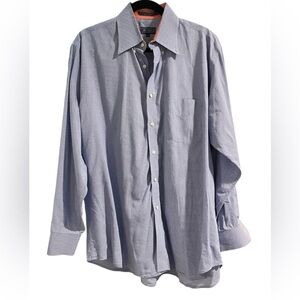J McLaughlin Men’s Superfine 100% Cotton Button Shirt Size Large Blue White